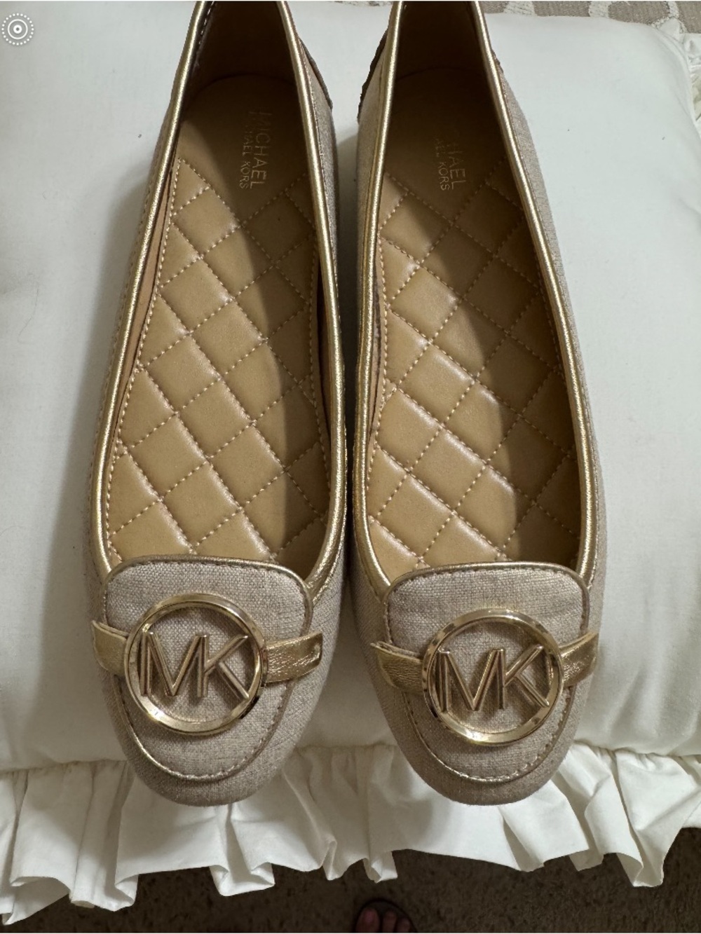 MICHAEL Michael Kors Metallic Gold Logo Ballet Flats
